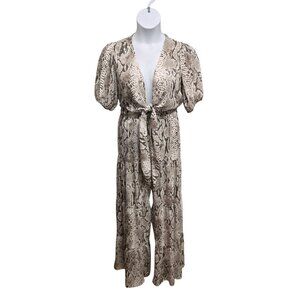 Tyche 2 Piece Set Womens Medium Animal Print Tie Front Top Tiered Wide Leg Pants